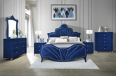 Dante Blue Velvet Queen Bed Half Price Furniture
