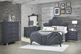 Dante Gray Velvet Eastern King Bed Half Price Furniture