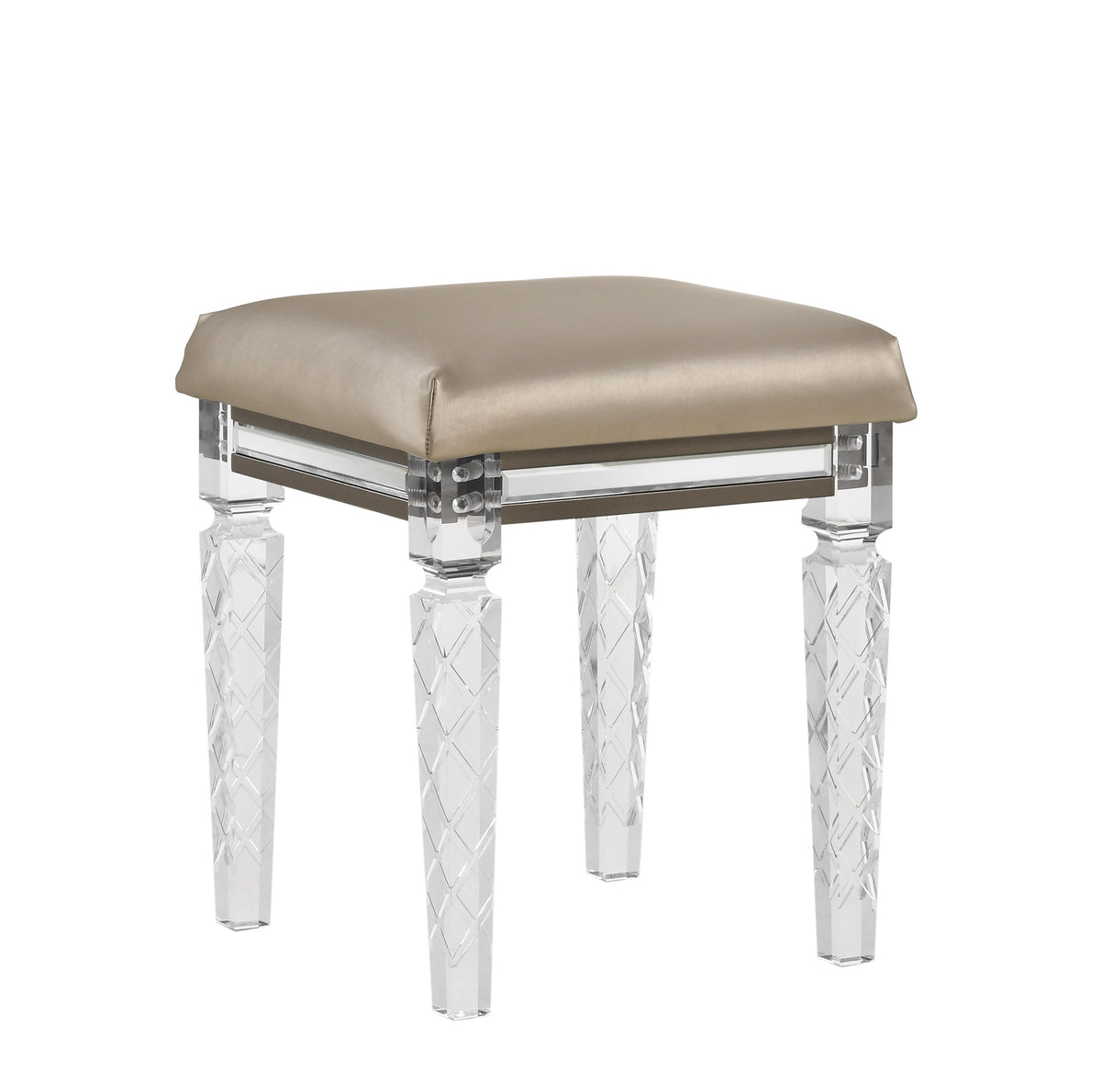 Skylar PU & Dark Champagne Vanity Stool Half Price Furniture