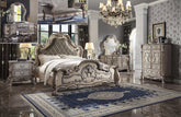 Dresden Vintage Bone White & PU Queen Bed Half Price Furniture