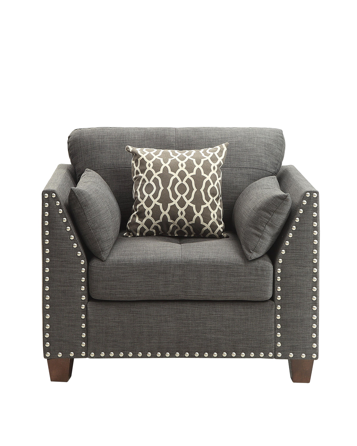 Laurissa Light Charcoal Linen Chair & 3 Pillows Half Price Furniture