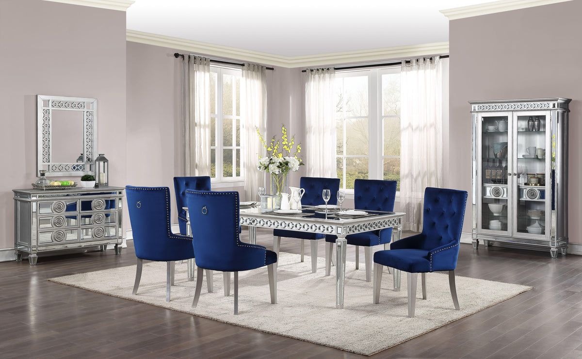 Varian Mirrored & Antique Platinum Dining Table (72"L) Half Price Furniture