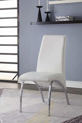 Pervis White PU & Chrome Side Chair Half Price Furniture