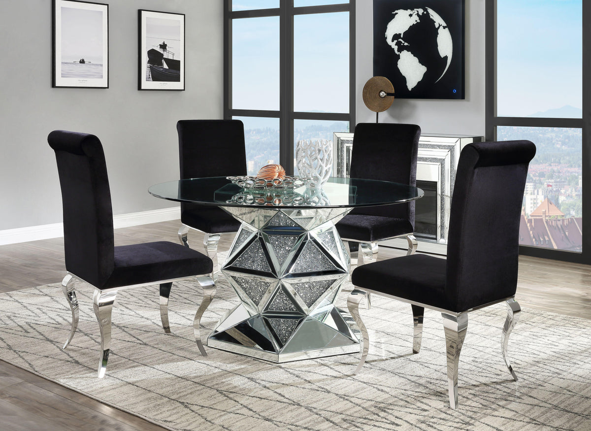 Noralie Mirrored & Faux Diamonds Dining Table Half Price Furniture