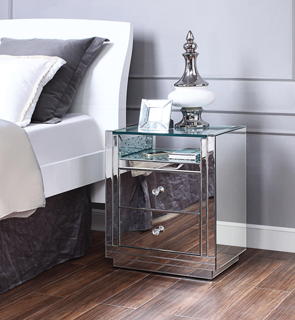 Nysa Mirrored & Faux Crystals Accent Table - Occasional Table - Half Price Furniture