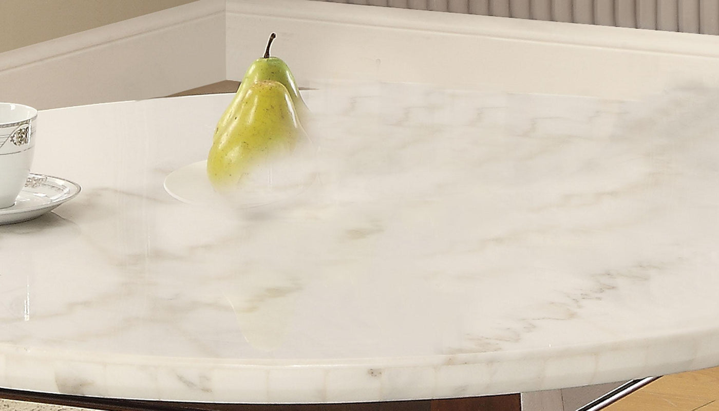 Gasha White Marble & Walnut Coffee Table Half Price Furniture
