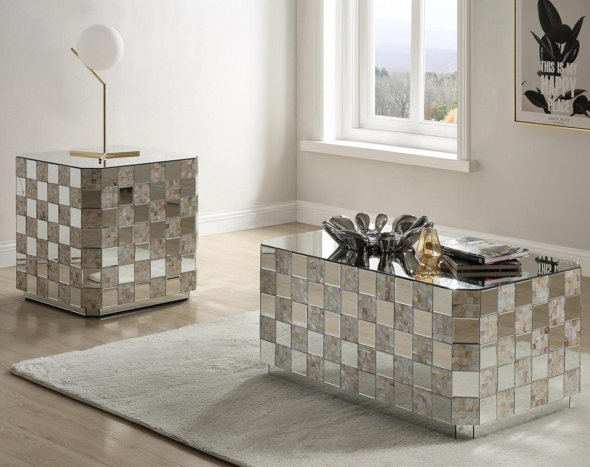 Nasa Mirrored & Mother of Pearl Coffee Table Half Price Furniture