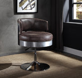 Brancaster Distress Chocolate Top Grain Leather & Chrome Accent Chair Half Price Furniture