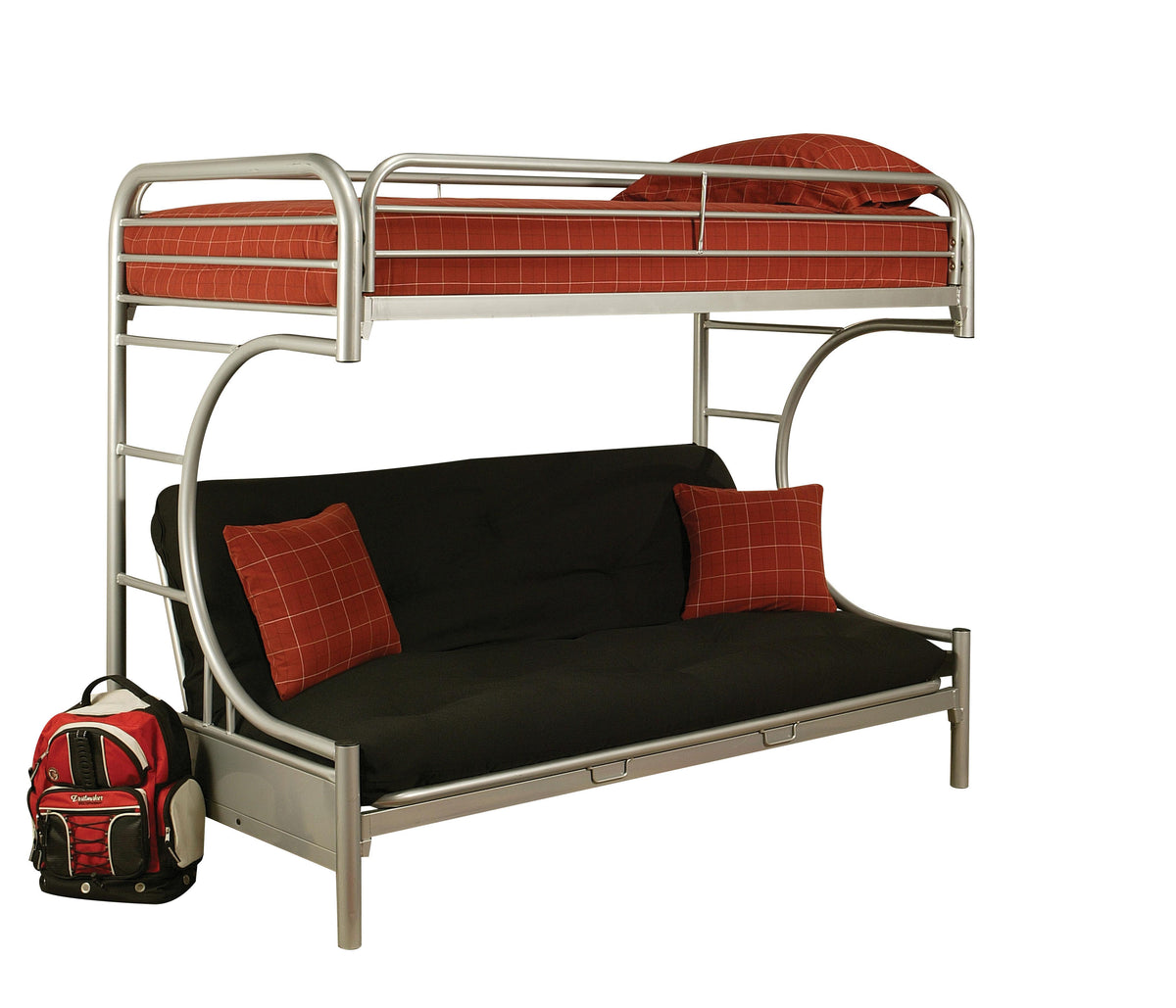 Eclipse Silver Bunk Bed (Twin XL/Queen/Futon)  Las Vegas Furniture Stores