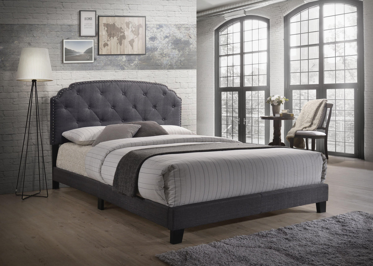 Tradilla Gray Fabric Queen Bed  Las Vegas Furniture Stores