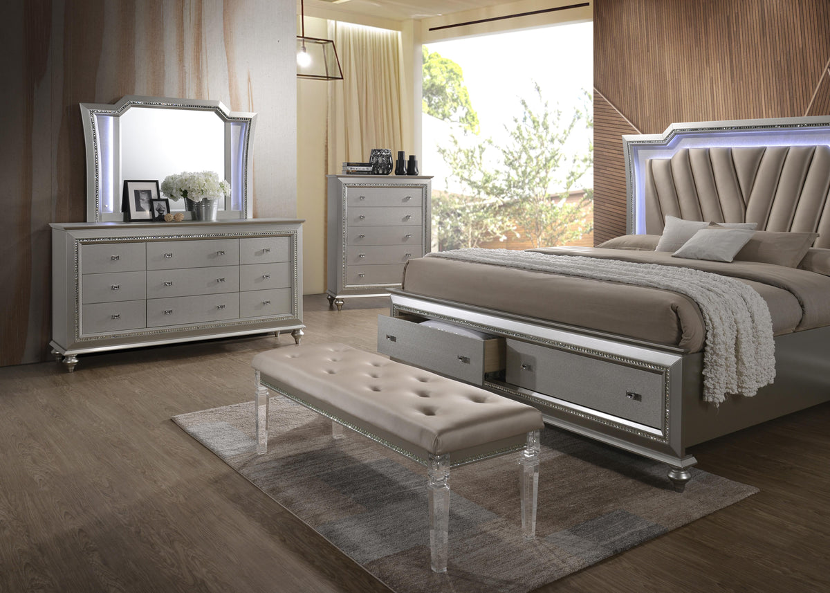 Kaitlyn PU & Clear Acrylic Bench  Las Vegas Furniture Stores