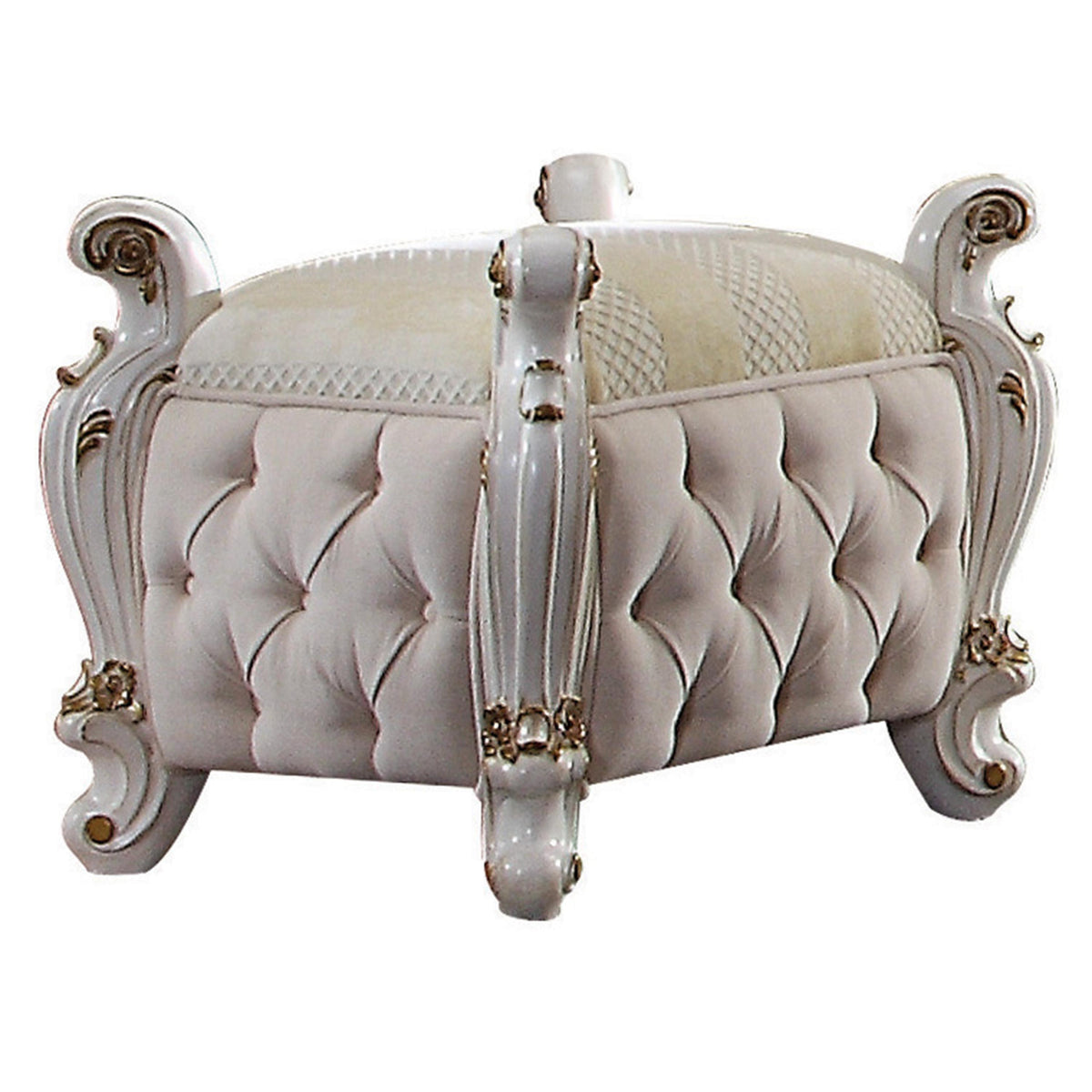 Picardy Fabric & Antique Pearl Vanity Stool  Las Vegas Furniture Stores