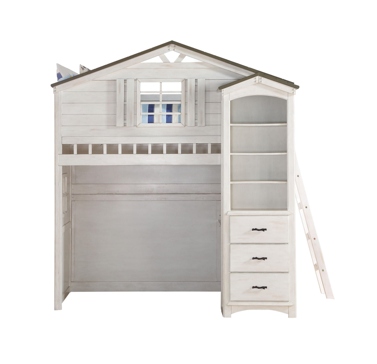 Tree House Weathered White & Washed Gray Loft Bed (Twin Size)  Las Vegas Furniture Stores