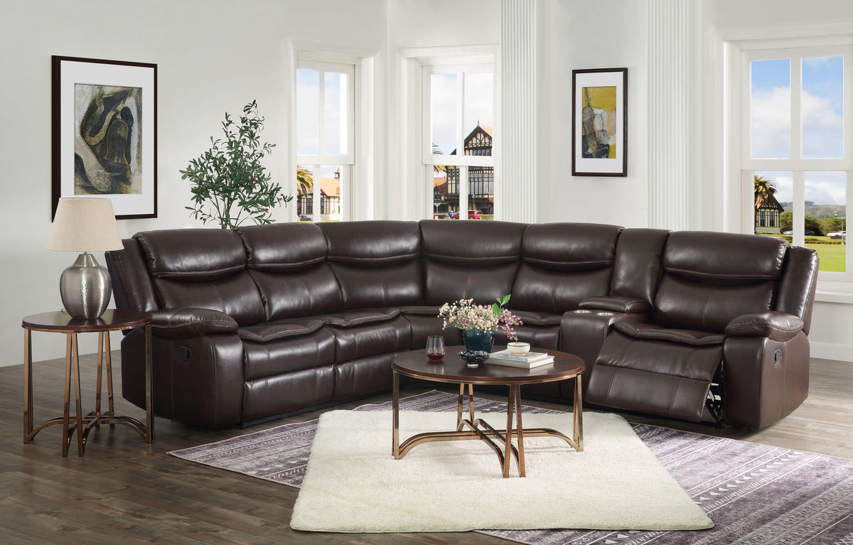 Tavin Espresso Leather-Aire Match Sectional Sofa (Motion)  Las Vegas Furniture Stores