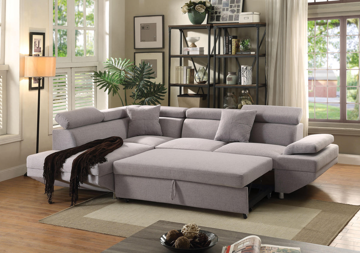 Jemima Gray Fabric Sectional Sofa w/Sleeper  Las Vegas Furniture Stores