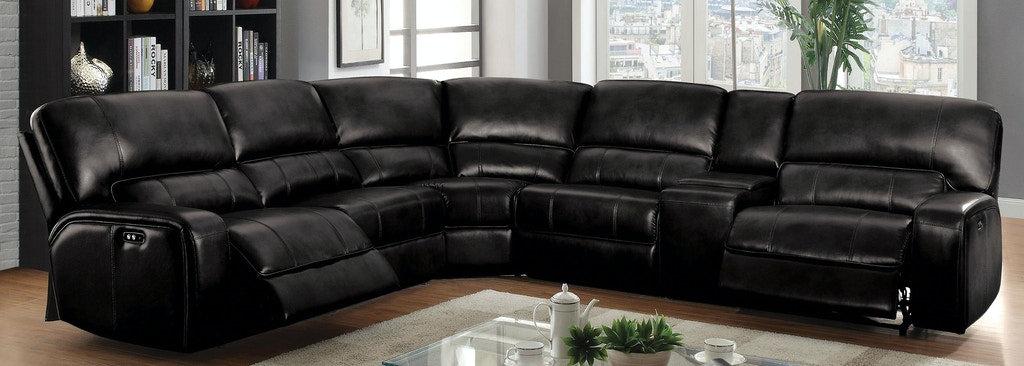 Saul Black Leather-Aire Sectional Sofa (Power Motion/USB) Saul Black Leather-Aire Sectional Sofa (Power Motion/USB) Half Price Furniture