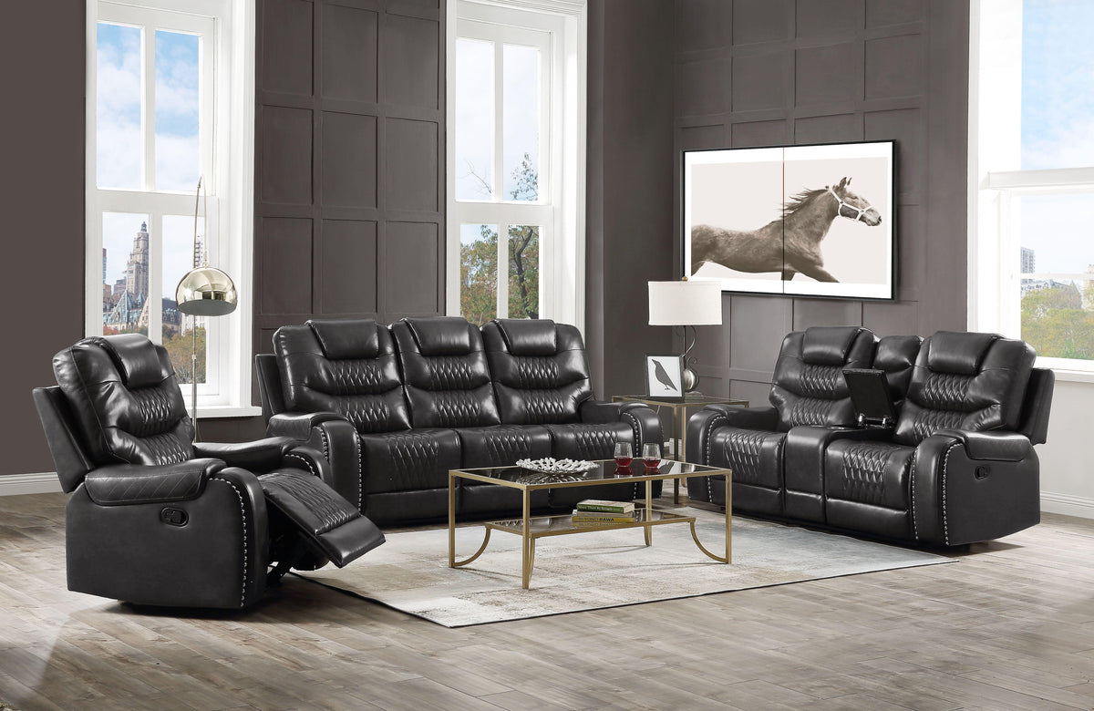 Braylon Magnetite PU Sofa (Motion)  Las Vegas Furniture Stores