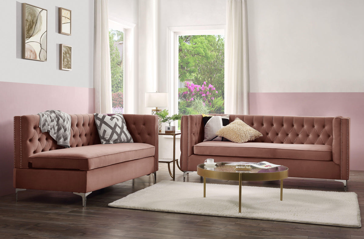 Rhett Dusty Pink Velvet Sectional Sofa  Las Vegas Furniture Stores