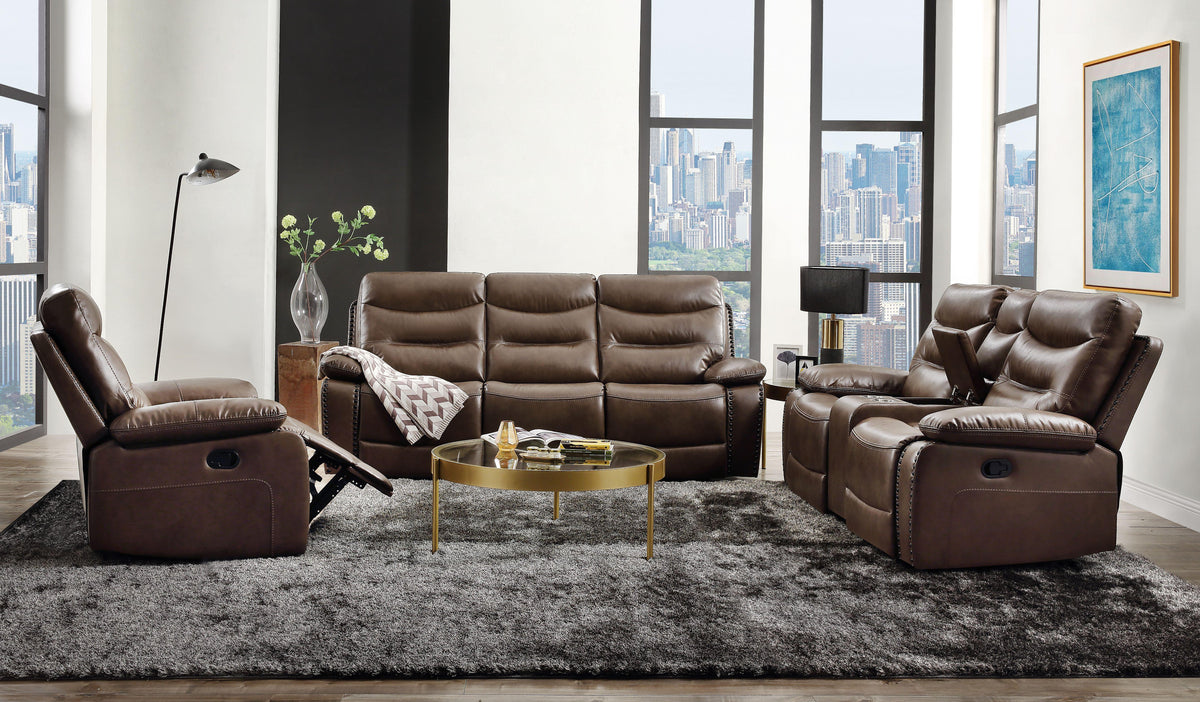 Aashi Brown Leather-Gel Match Sofa (Motion)  Las Vegas Furniture Stores