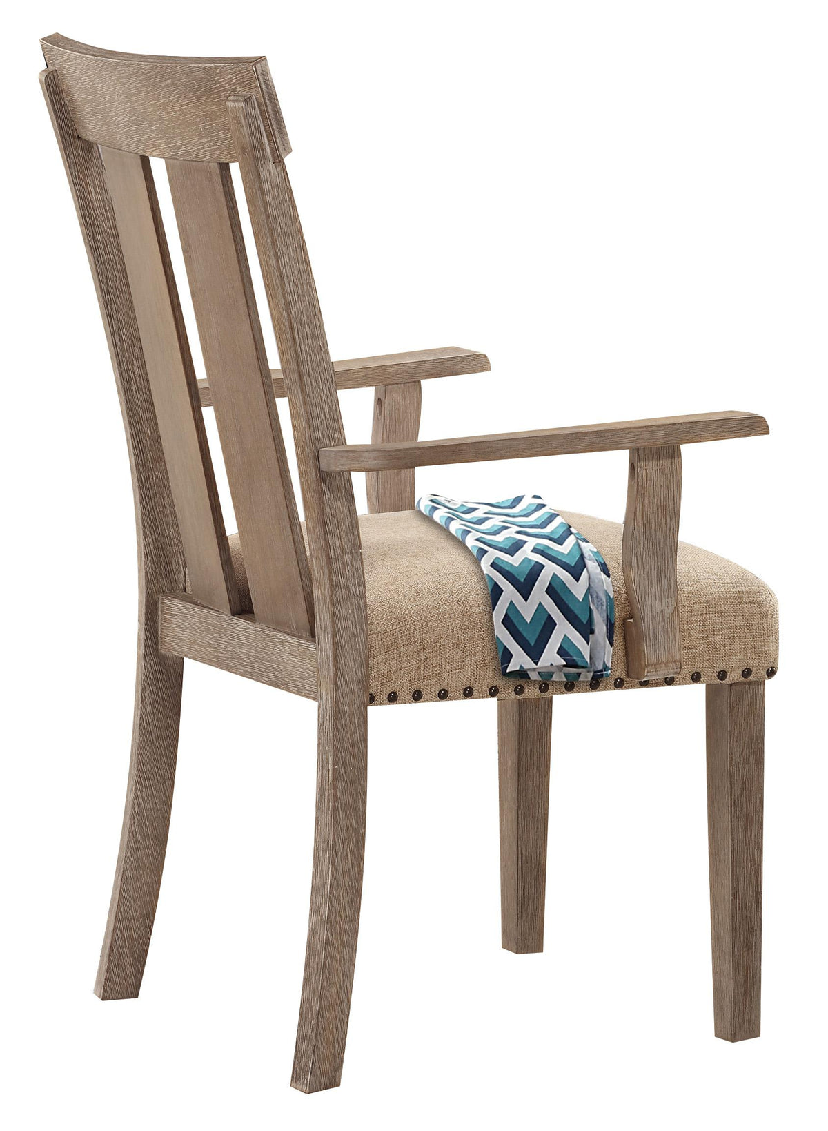 Nathaniel Fabric & Maple Arm Chair , Slatted Back  Las Vegas Furniture Stores