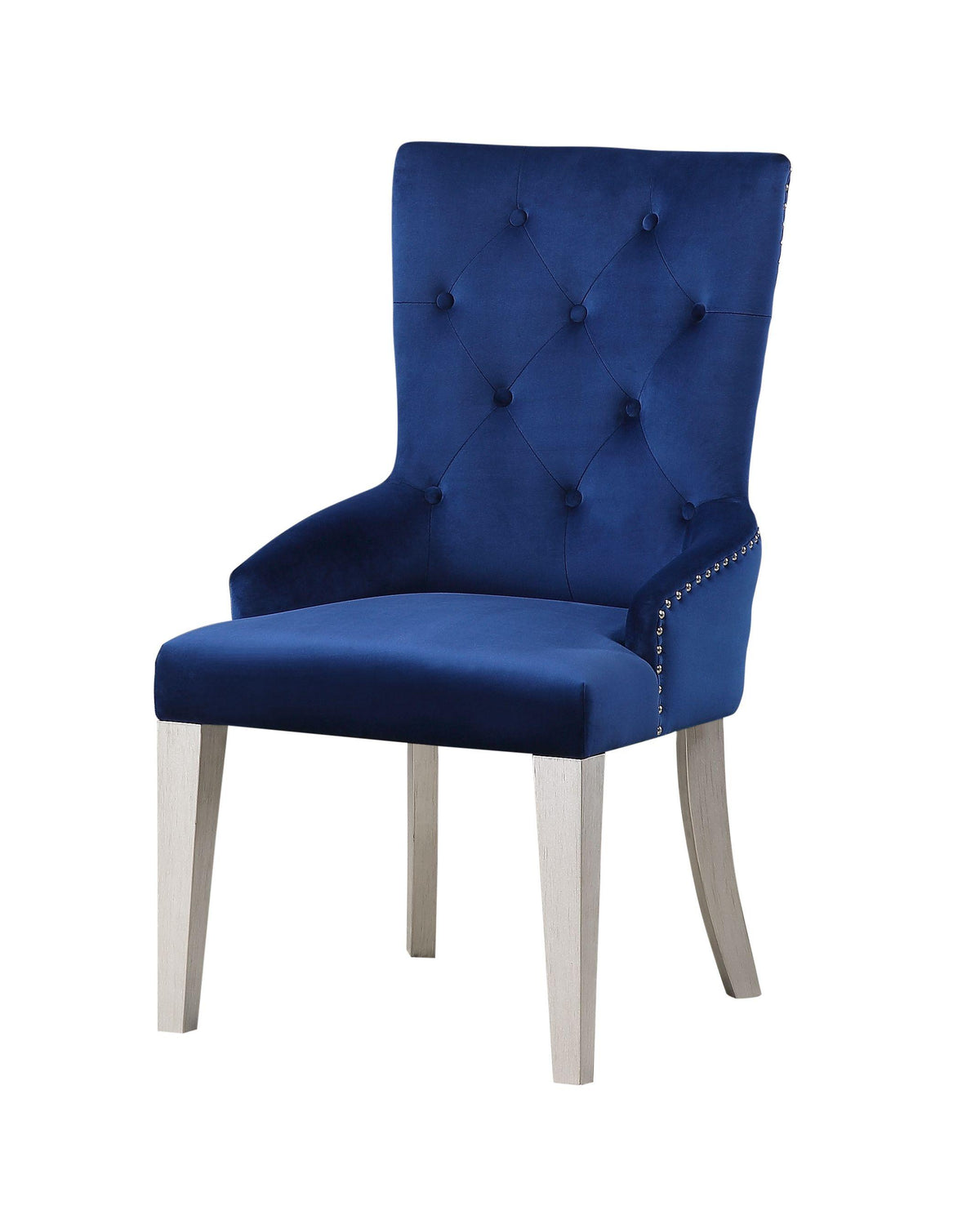 Varian Blue Fabric & Antique Platinum Side Chair (1Pc)  Las Vegas Furniture Stores