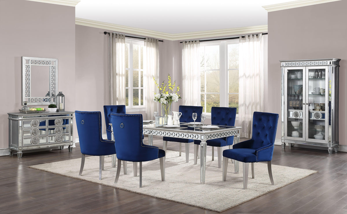 Varian Mirrored & Antique Platinum Dining Table (72"L)  Las Vegas Furniture Stores