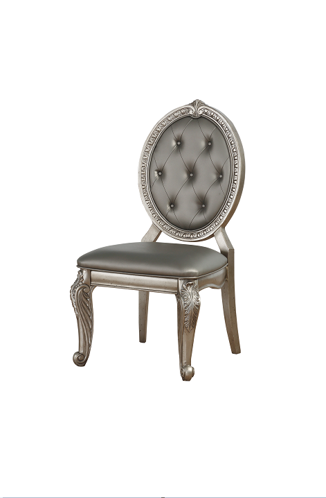 Northville PU & Antique Silver Side Chair  Las Vegas Furniture Stores