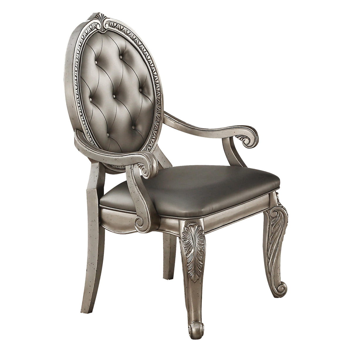 Northville PU & Antique Silver Arm Chair  Las Vegas Furniture Stores