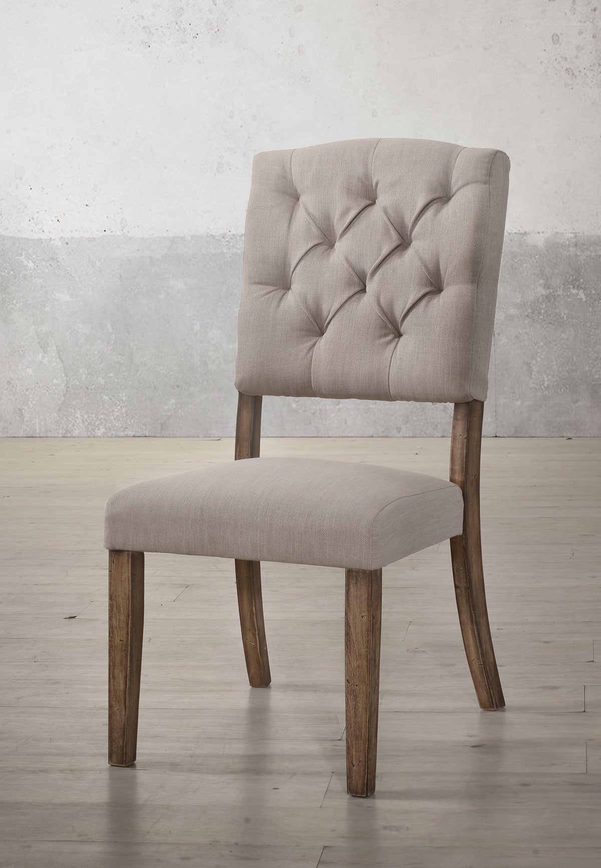 Bernard Cream Linen & Weathered Oak Side Chair  Las Vegas Furniture Stores