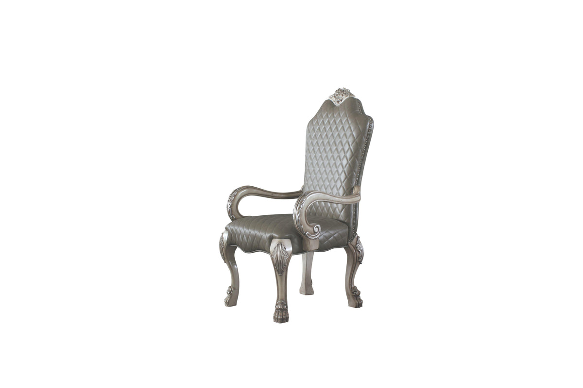 Dresden Vintage Bone White & PU Arm Chair  Las Vegas Furniture Stores
