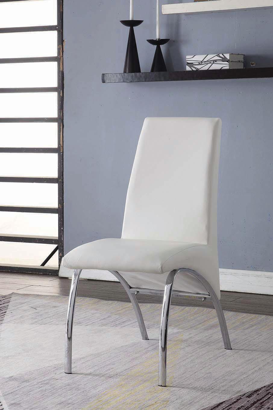 Pervis White PU & Chrome Side Chair  Las Vegas Furniture Stores