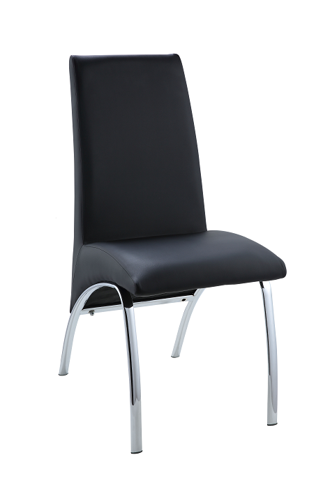 Pervis Black PU & Chrome Side Chair  Las Vegas Furniture Stores