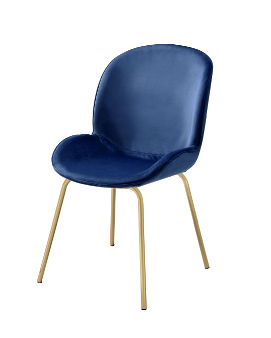 Chuchip Blue Velvet & Gold Side Chair  Las Vegas Furniture Stores