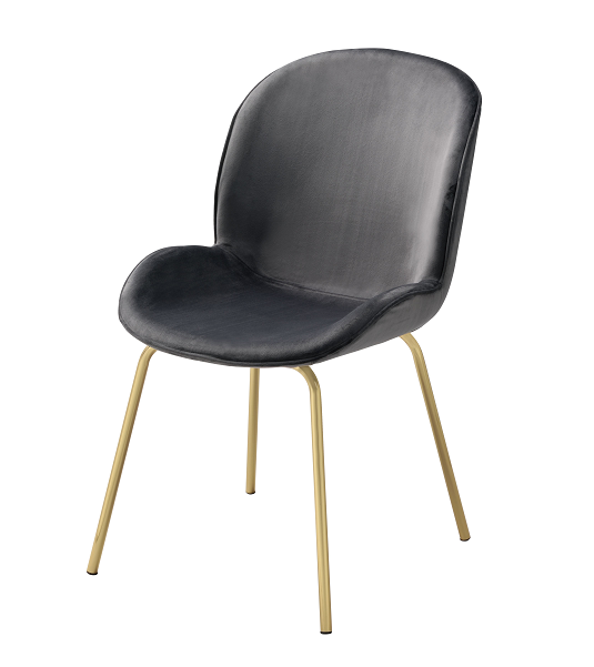 Chuchip Gray Velvet & Gold Side Chair  Las Vegas Furniture Stores
