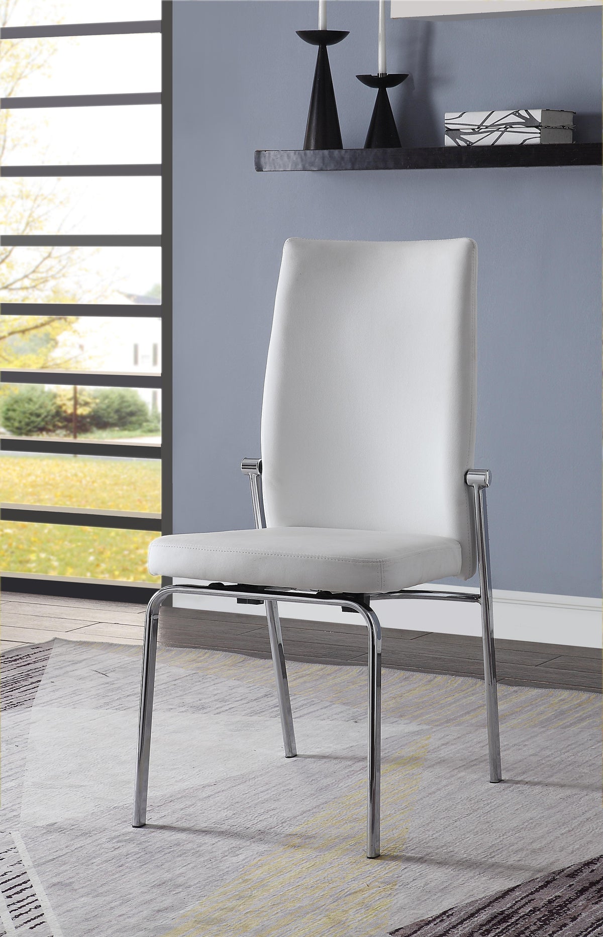 Osias White PU & Chrome Side Chair  Las Vegas Furniture Stores