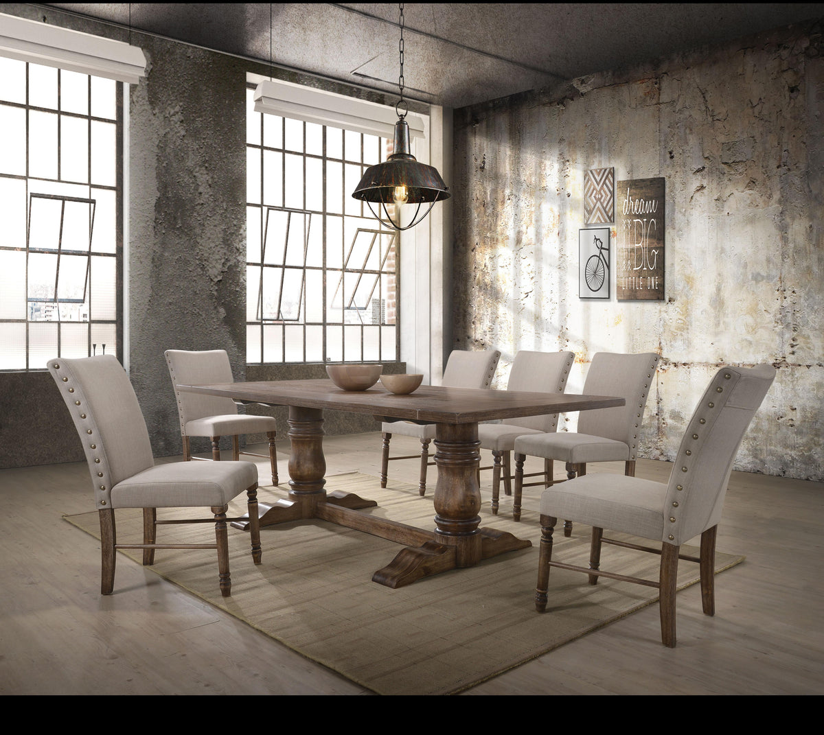 Leventis Weathered Oak Dining Table  Las Vegas Furniture Stores