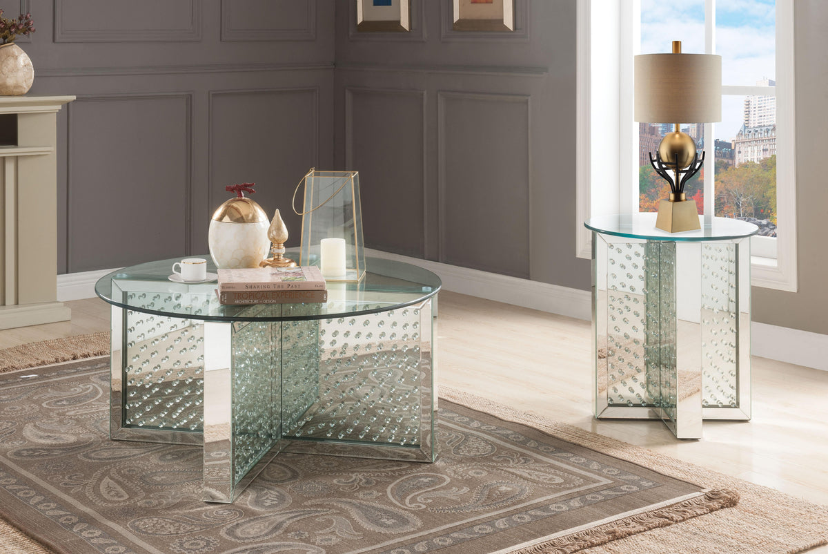 Nysa Mirrored & Faux Crystals Coffee Table  Las Vegas Furniture Stores