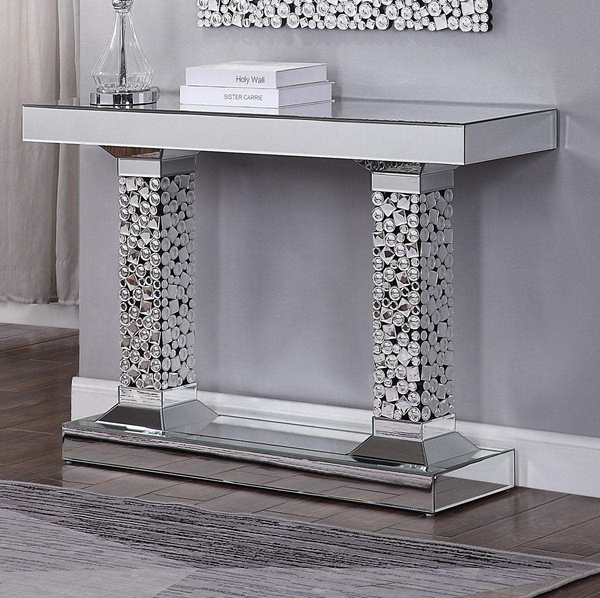 Kachina Mirrored & Faux Gems Console Table  Las Vegas Furniture Stores