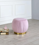 Zinnia Pink Carnation Velvet & Gold Ottoman  Las Vegas Furniture Stores