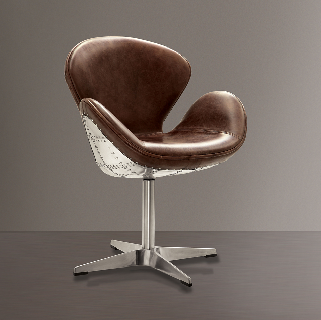 Brancaster Retro Brown Top Grain Leather & Aluminum Accent Chair (1Pc)  Las Vegas Furniture Stores