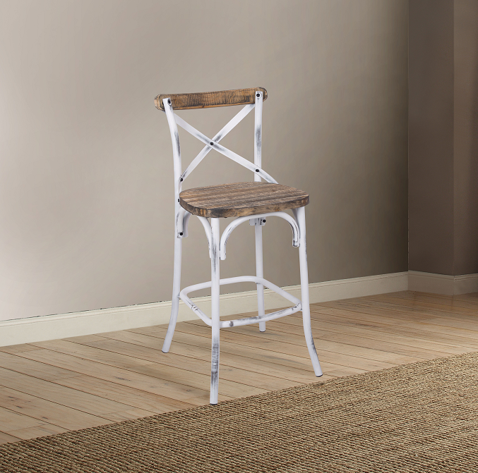 Zaire Antique White & Antique Oak Bar Chair (1Pc)  Las Vegas Furniture Stores