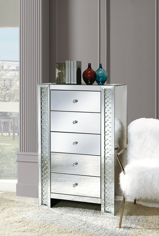 Nysa Mirrored & Faux Crystals Chest  Las Vegas Furniture Stores