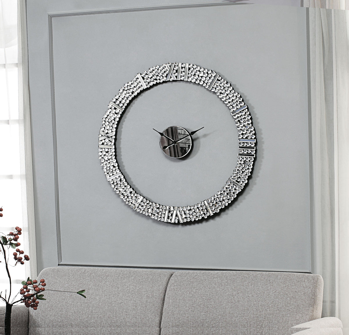 Kachina Mirrored & Faux Gems Wall Clock  Las Vegas Furniture Stores