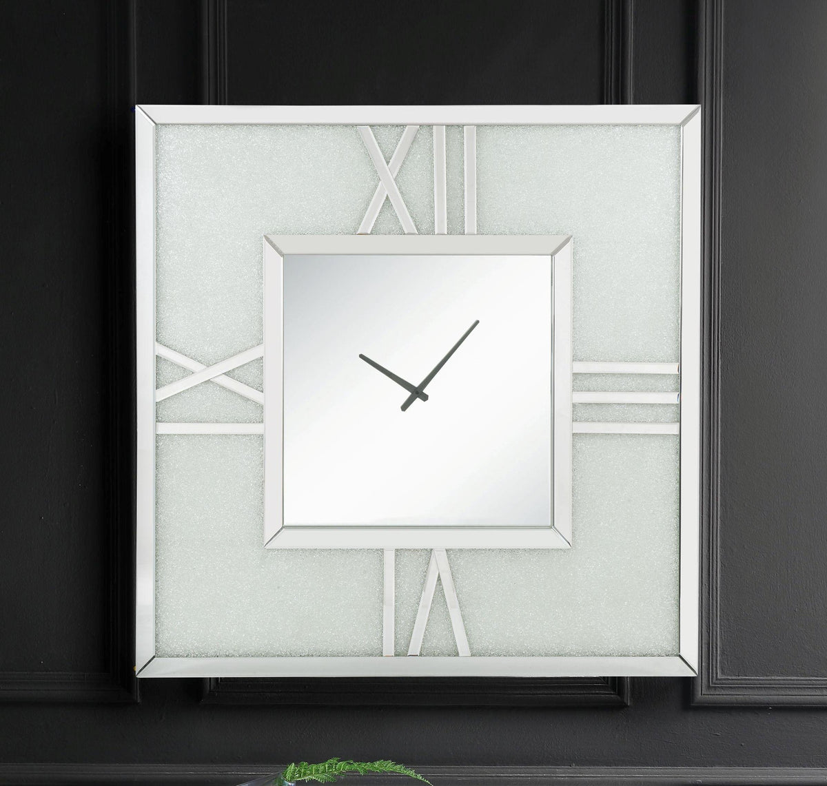 Noralie Mirrored & Faux Diamonds Wall Clock (LED)  Las Vegas Furniture Stores