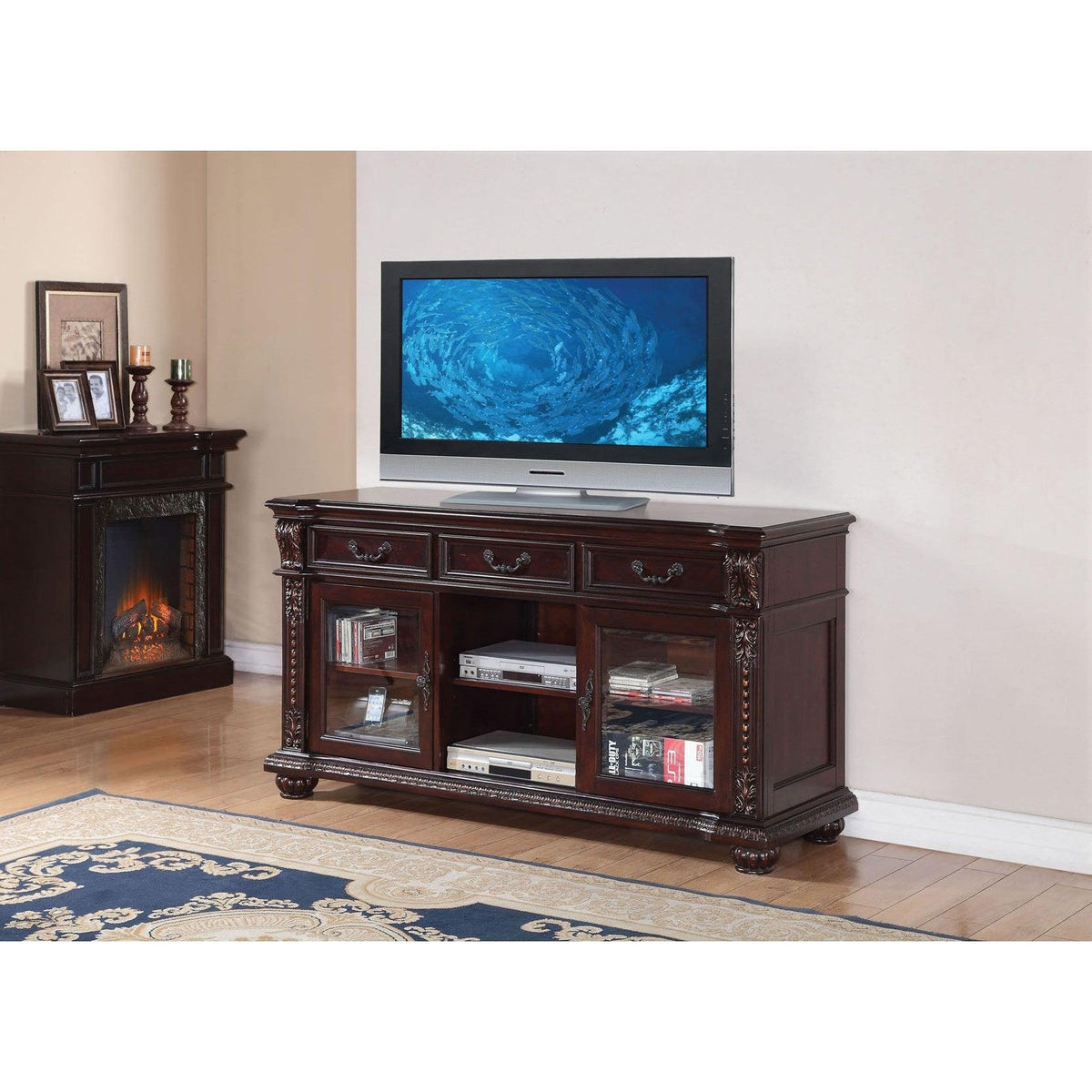 Acme Anondale TV Stand in Cherry 10321  Las Vegas Furniture Stores