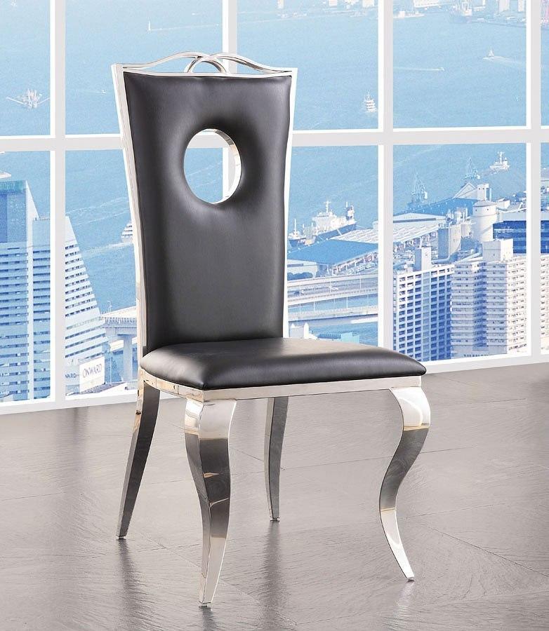ACME Cyrene Faux Leather Side Chair (Set of 2) in Stainless Steel 62078  Las Vegas Furniture Stores