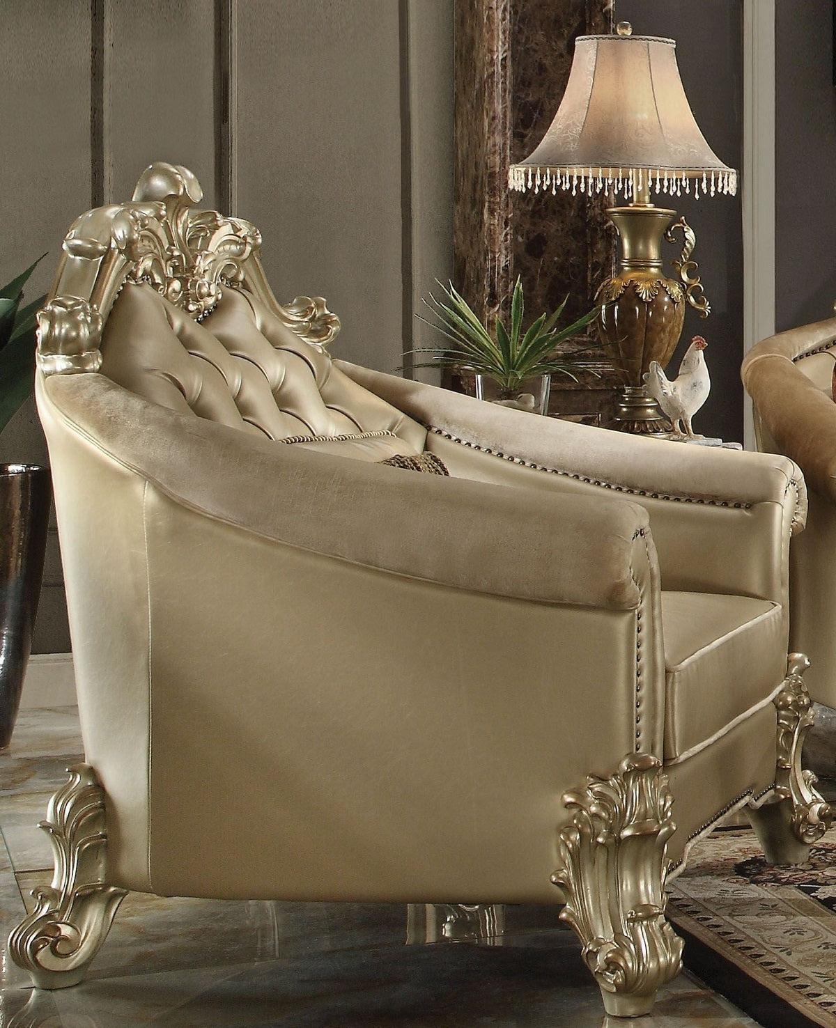 Acme Dresden Living Room Chair in Gold Patina 53122  Las Vegas Furniture Stores