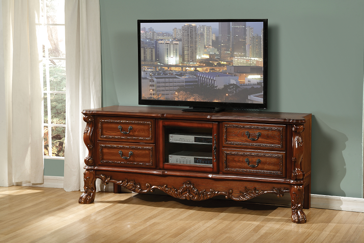 Acme Dresden TV Console in Cherry 91338  Las Vegas Furniture Stores