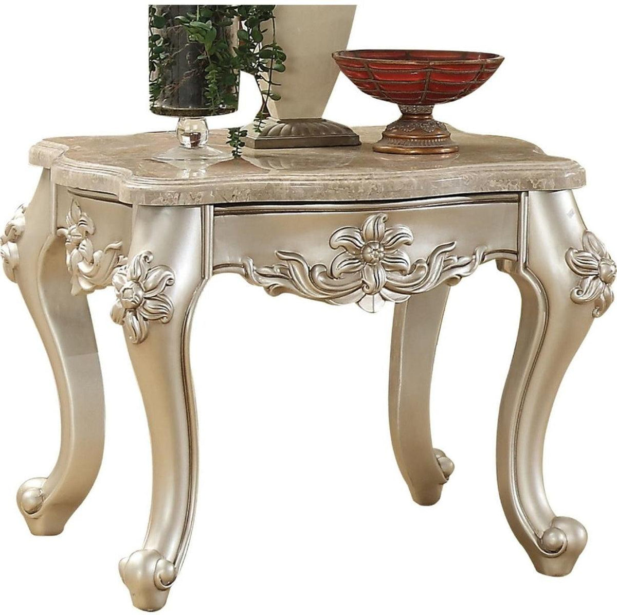 Acme Furniture Bently End Table in Marble/Champagne 81667  Las Vegas Furniture Stores