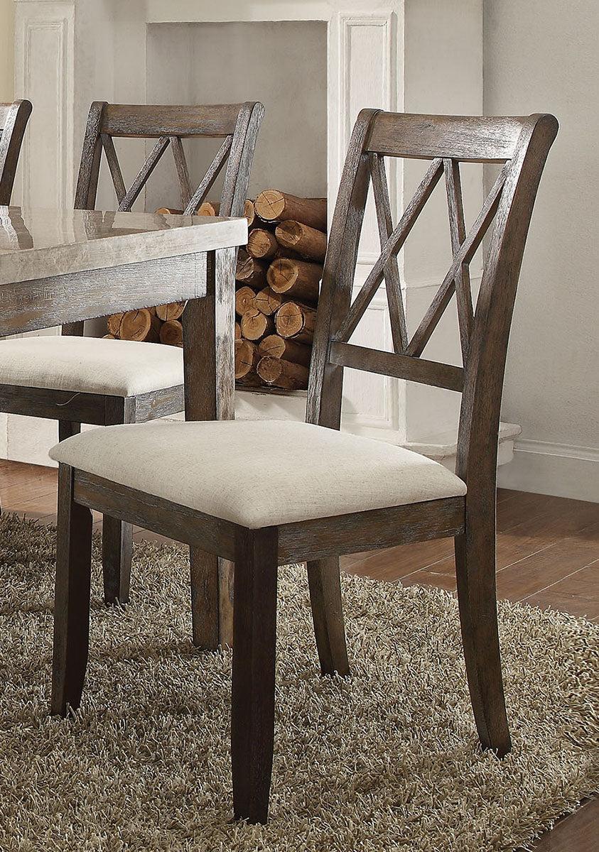 Acme Furniture Claudia Side Chair in Beige and Brown (Set of 2) 71717  Las Vegas Furniture Stores